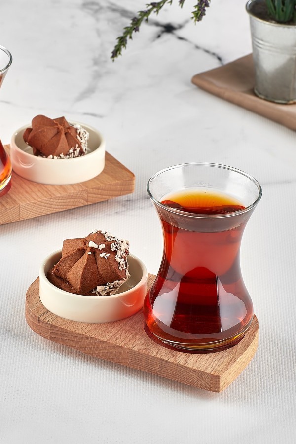 2 Kişilik Çay Seti - Ahşap Tabaklı