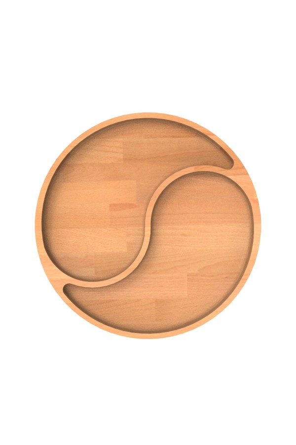 2 Bölmeli Ahşap Tabak 21cm - Kayın