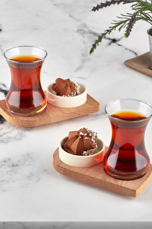 2 Kişilik Çay Seti - Ahşap Tabaklı
