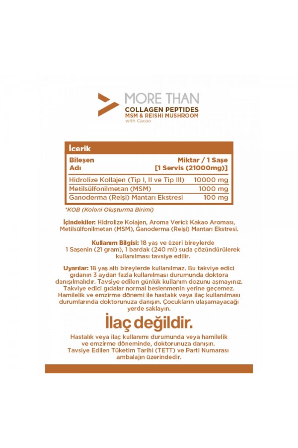 More Than Kakaolu Kolajen Peptit Msm & Reişi Mantarı 15 Saşe